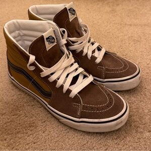 Vans Men's Brown and Tan High-Top Sneakers